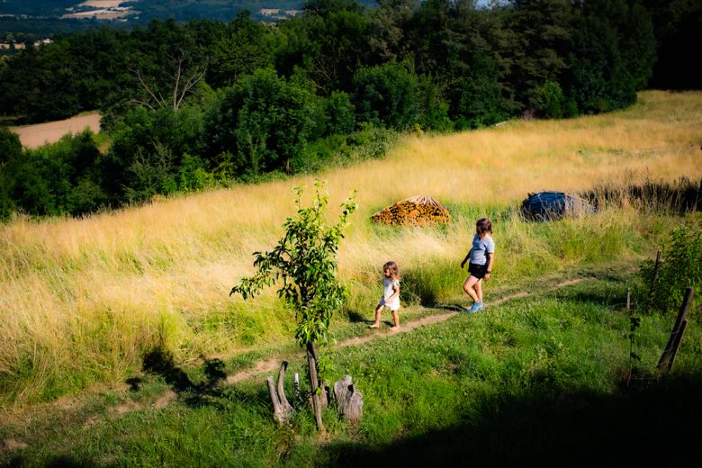 Walking through the meadow at Lavenant
